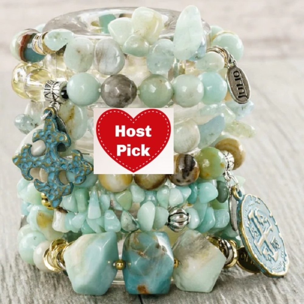 Cake Mix Amazonite Bracelets set of 6 - by Julio Designs - Picture 4 of 8